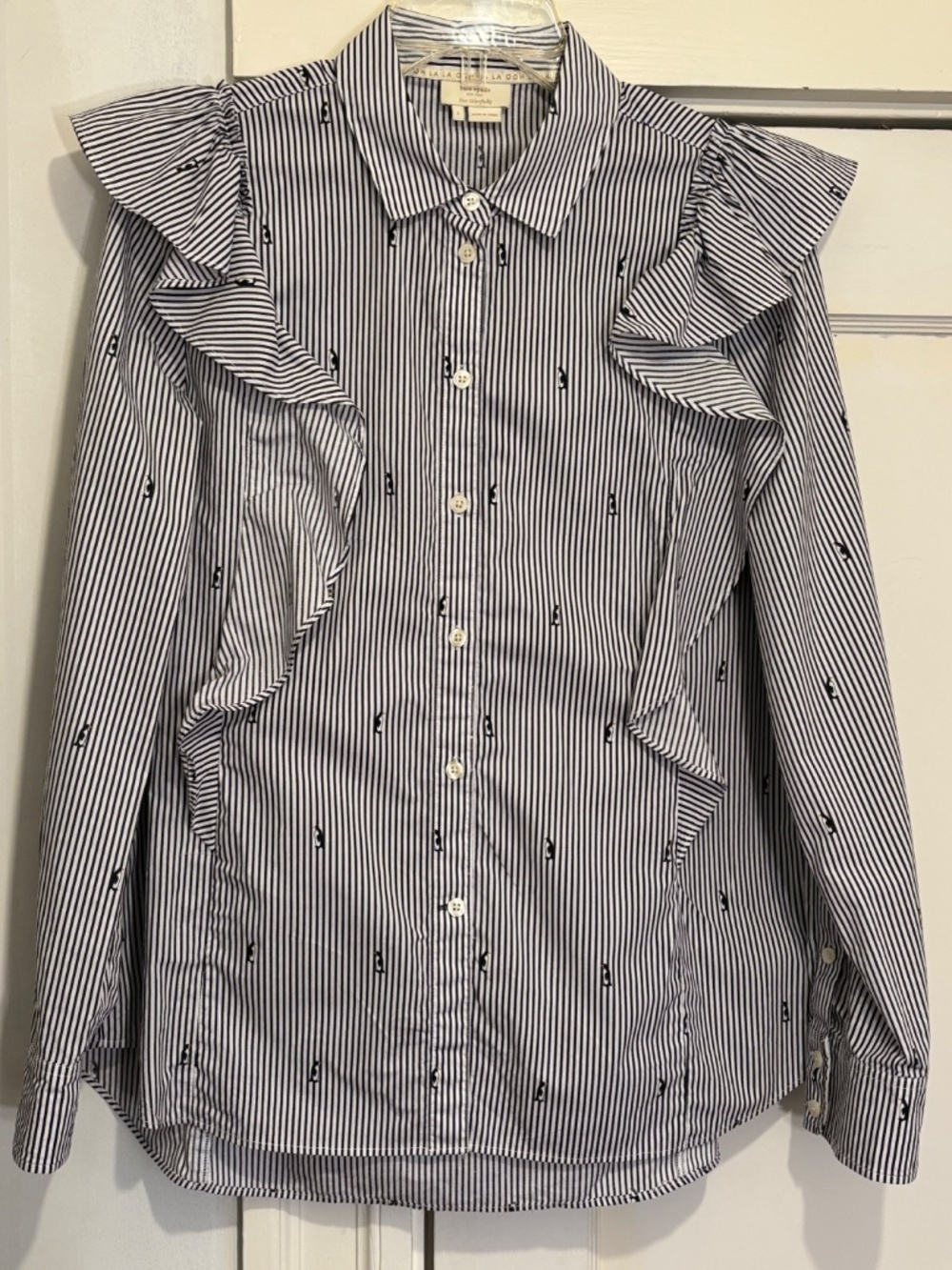 Like New Kate Spade Penguin Ruffle Top Blouse Shirt - Picture 3 of 6